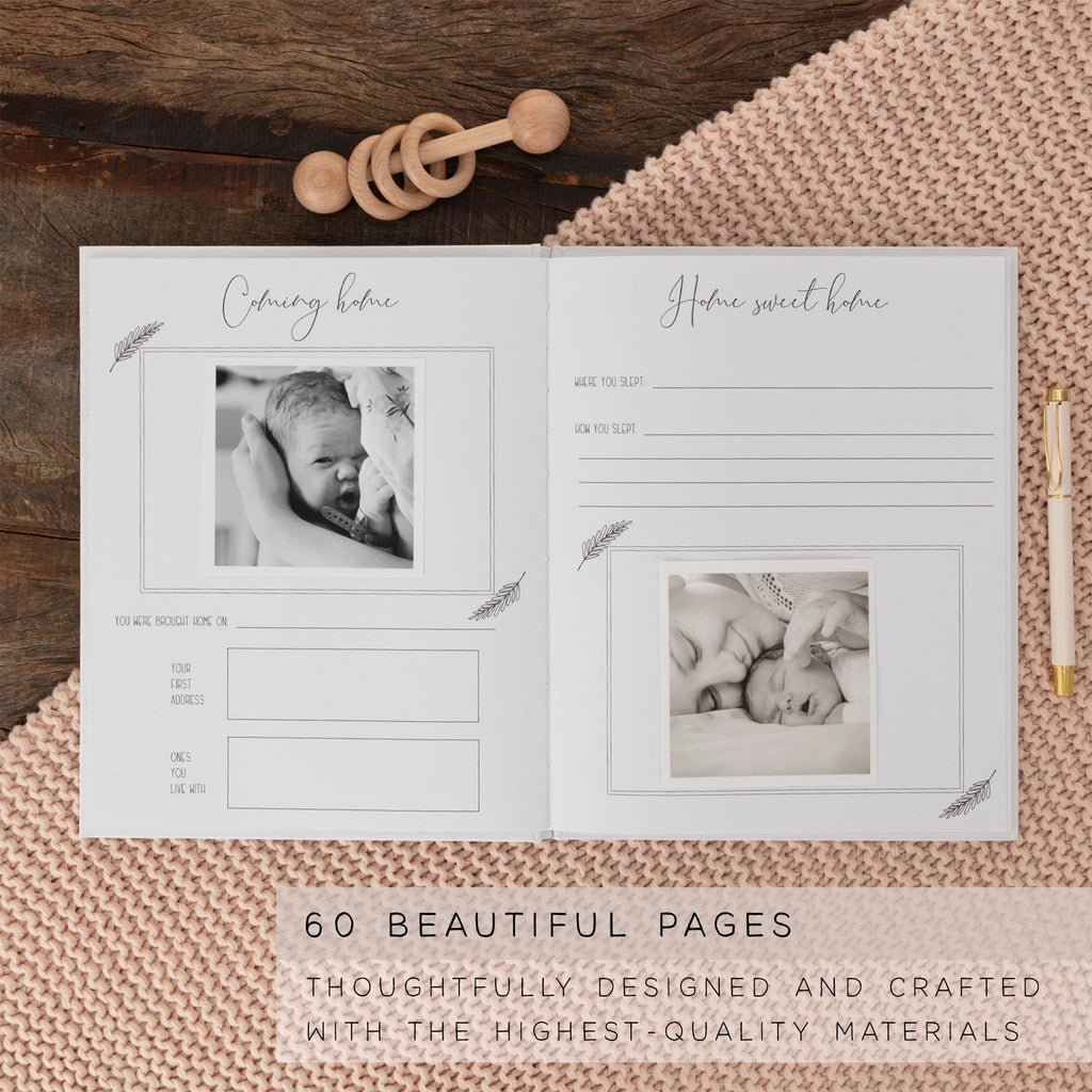 Baby Book Keepsake - Simple Baby Milestone Book for Boy or Girl - Baby Journal & Pregnancy Memory Book - Monthly Milestone Record Baby Books for Baby Shower - Modern Gender Neutral Style Gift for Moms