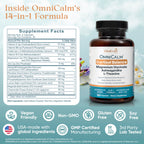 VITALCRAFT LABS OmniCalm Cortisol Supplements for Women & Men | Stress Relief & Sleep Support with Magnesium & Ashwagandha, L Theanine | 14-in-1 Cortisol Reducer, Manager, Detox – USA