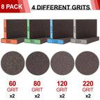 YNZDRWA 8 Pack Sanding Sponge, 60/80/120/220 Grit Sanding Blocks Assortment