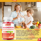 2 Pack Magnesium Oxide Gummies 400mg, Chewable Magnesium Oxide Supplement for Adults & Kids, Muscle Function Support, Non-GMO, Sugar-Free, Strawberry Flavor, 120 Count