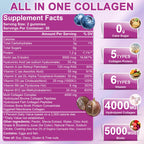 Nature's live Multi Collagen Peptides Gummies, Type I, II, III, V, X - Hydrolyzed Collagen Peptides Gummies, Supports Healthy Skin, Strong Nails & Thick Hair, Grape Blueberry Flavor, 60 Count