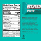 Built Bar 12 Pack High Protein and Energy Bars - Low Carb, Low Calorie, Low Sugar - Covered in 100% Real Chocolate - Delicious, Healthy Snack - (Cookie Dough Chunk Puff)