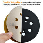 Aiyard 5-Inch 8-Hole Hook and Loop Sanding Discs 120-Grit Random Orbit Sandpaper, 100-Pack