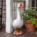 20" Large Porch Goose Statue Decor, White Lifelike Resin Goose Sculpture