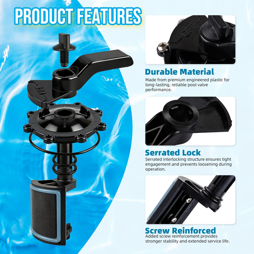 2-Port/3-Port Pool Valve Rebuild Compatible with Jandy 2-way/3-way 4717,4716,4715,1154,1157,2875,2876 Valve and Gray Includes Handle 7433,Diverter Valve 4720,Valve Cover 4606,R0547600 Screws (2 PACK)