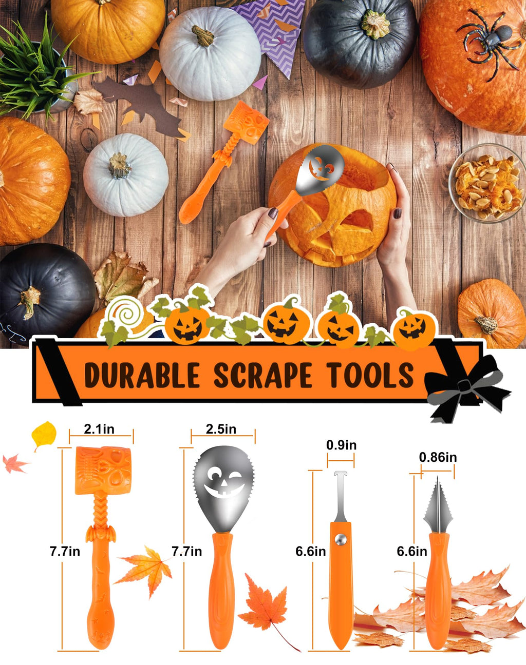 Fenvella Pumpkin Carving Kit Tools & Stencils Set Halloween Cookie Cutters