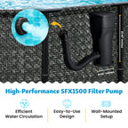 Summer Waves P53FX150K SkimmerPlus 1500 Gallon Above Ground Framed Swimming Pool Water Cleaning Filter Pump System, Black