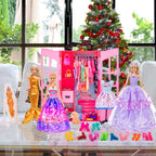 iBayda 11.5-Inch Fashion Doll with Closet Clothes Accessories Set - Includes Princess Gown, Long Dresses, Outfits, Shoes, Handbags, Mirror, Pet Dog & More (Doll Included)