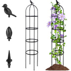 6FT Garden Obelisk Trellis for Climbing Plants,Adjustable 4-Tier Metal Plant Support,Rustproof Outdoor Plant Tower with 3 Decorative Tops for Roses,Tomatoes,Clematis & Vines,Black