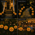 Solar Halloween Pumpkin Lights, 2 Pack Outdoor Pathway Stake Lights