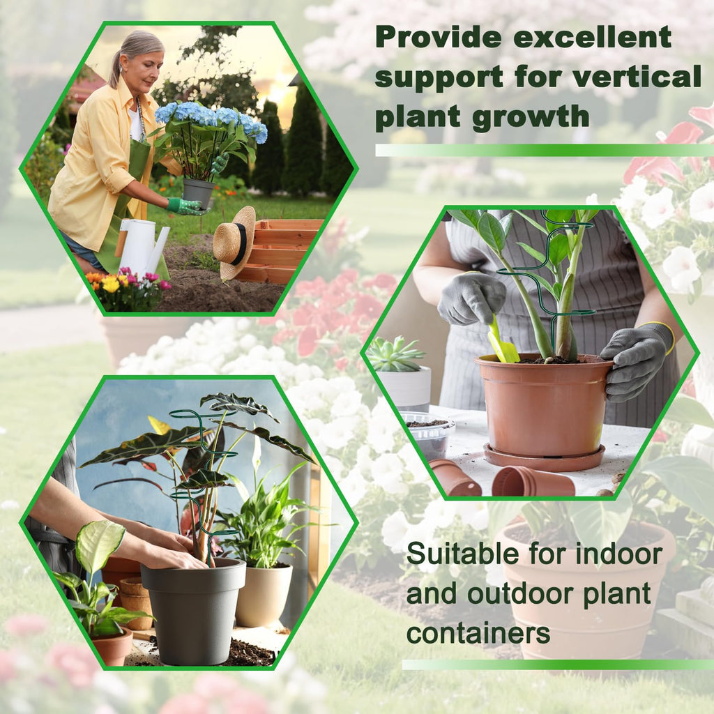 Indoor Plant Trellis Support, 4PCS Durable Metal in & Outdoor Trellis for Climbing Plants 15.7 Inch Metal Garden Stakes Plant Stem Holder Support for Potted Plants, Monstera, Flowers & Herbs (4PCS)
