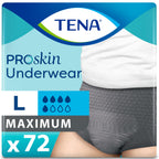 Tena ProSkin Large Gray Adult Male Moderate Absorbency Protective Disposable Underwear, 72 Count