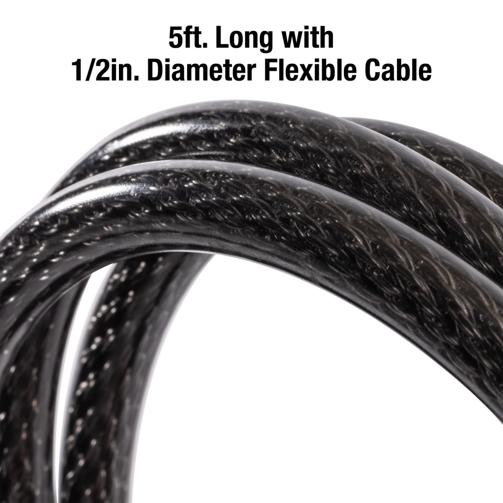 Master Lock Black Set Your Own Combination Bike Cable Lock, Metal Cable Lock has a Weather Resistant Vinyl Coating for Outdoor Durability, 5 Feet Long, 8370D