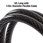 Master Lock Black Set Your Own Combination Bike Cable Lock, Metal Cable Lock has a Weather Resistant Vinyl Coating for Outdoor Durability, 5 Feet Long, 8370D