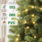 7FT Artificial Prelit Classic Christmas Tree with Remote Control,Timer
