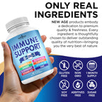 NEW AGE 8 in 1 Immune Support Booster Supplement with Echinacea, Vitamin C and Zinc 50mg, Vitamin D 5000 IU, Turmeric Curcumin & Ginger, B6, Elderberry 60 Count (Pack of 1)