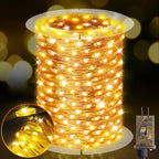 KNONEW 203FT 600LED Outdoor Fairy Lights Plug in Warm White Christmas Decor