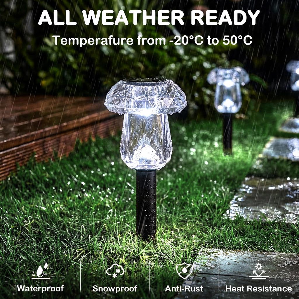 Gorrzai Solar Pathway Lights Outdoor 16 Pack Mushroom Garden Lights Waterproof Solar Powered Yard Lighting for Landscape, Driveway, Path, Walkway, Patio, Outside Garden Decorations, 6000K Cold White