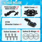 2-Port/3-Port Pool Valve Rebuild Compatible with Jandy 2-way/3-way 4717,4716,4715,1154,1157,2875,2876 Valve and Gray Includes Handle 7433,Diverter Valve 4720,Valve Cover 4606,R0547600 Screws (1 PACK)