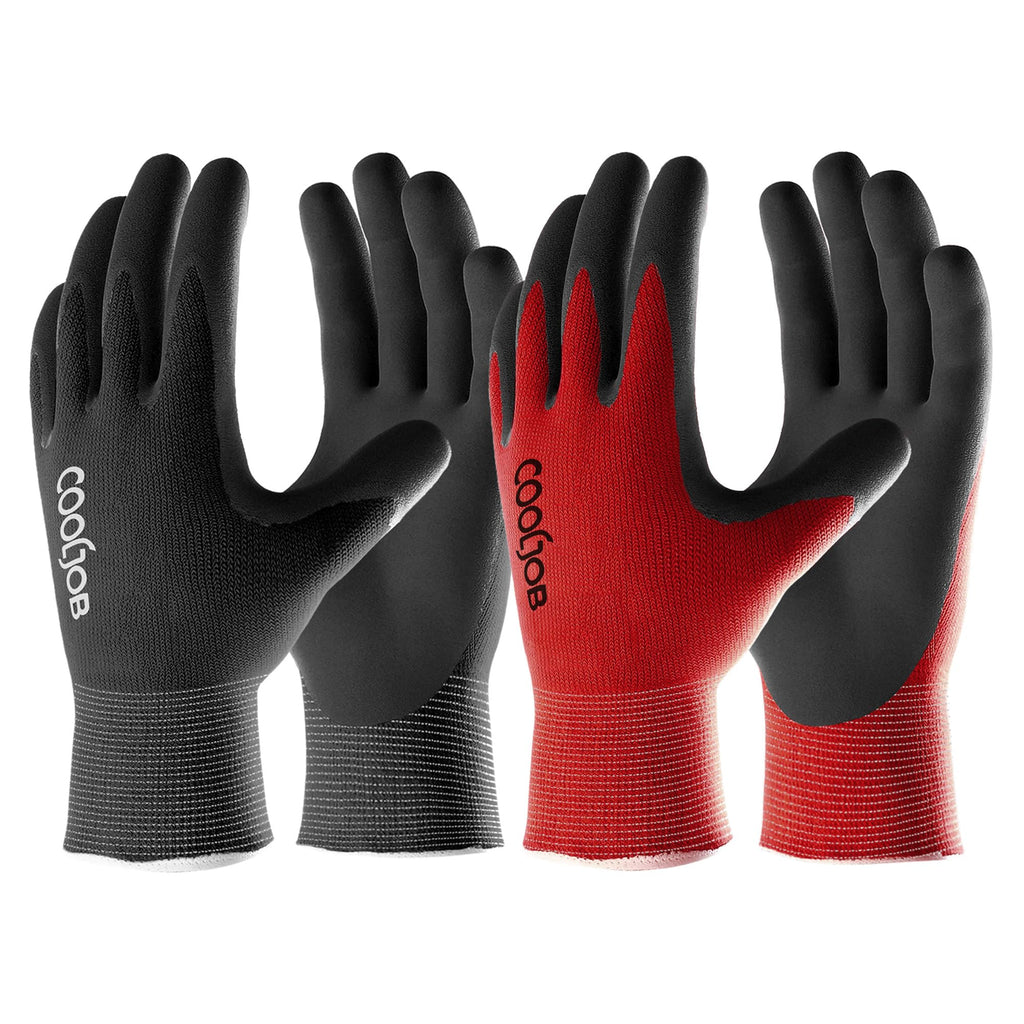 COOLJOB 6 Pairs Gardening Gloves for Men, Breathable Rubber Coated, Large