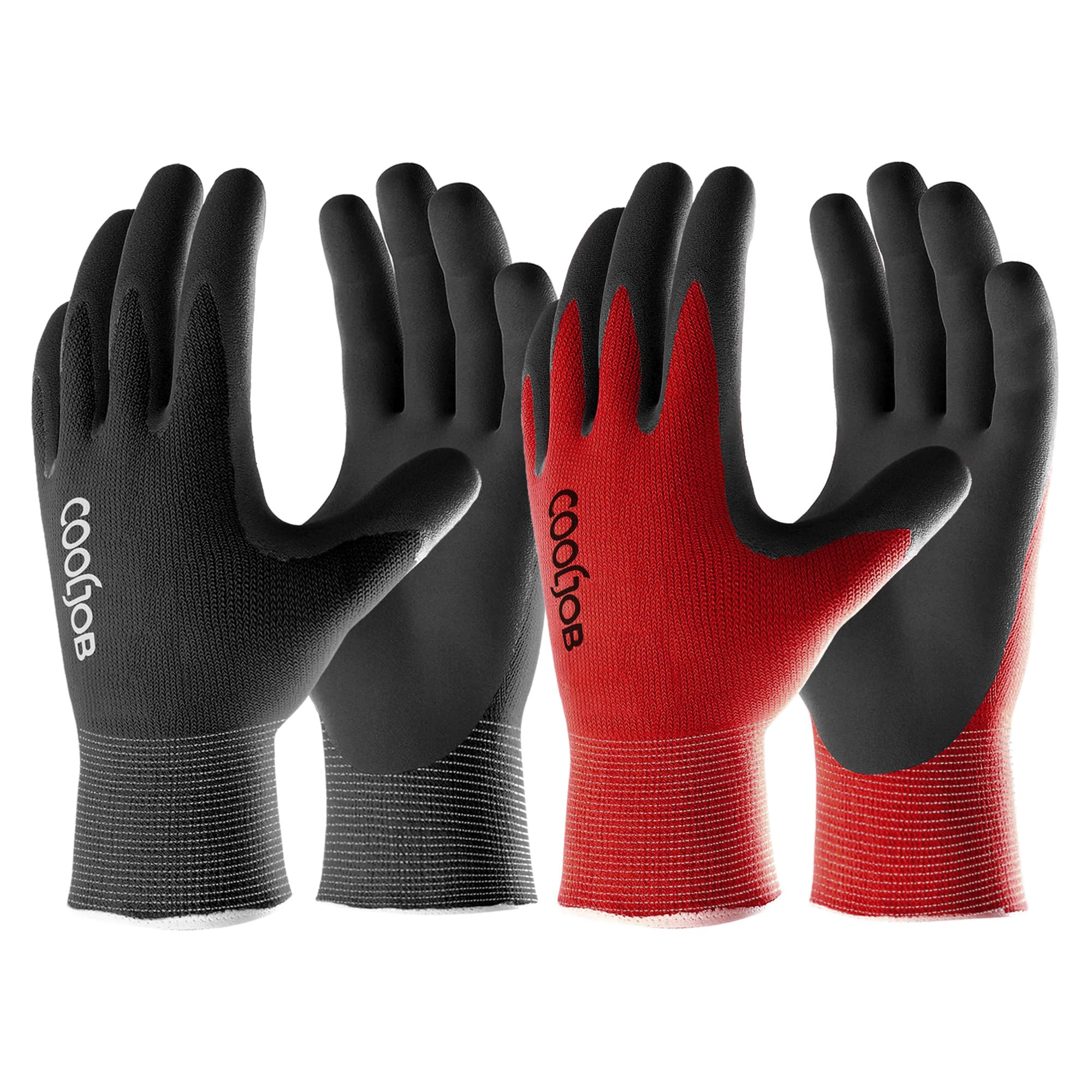 COOLJOB 6 Pairs Gardening Gloves for Men, Breathable Rubber Coated, Large