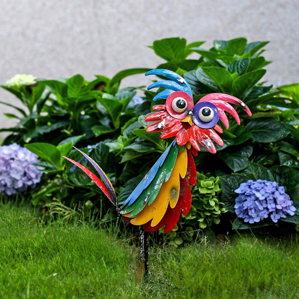 Natelf Wacky Metal Owl Yard Statue Decoration Outdoor Bird Figurine