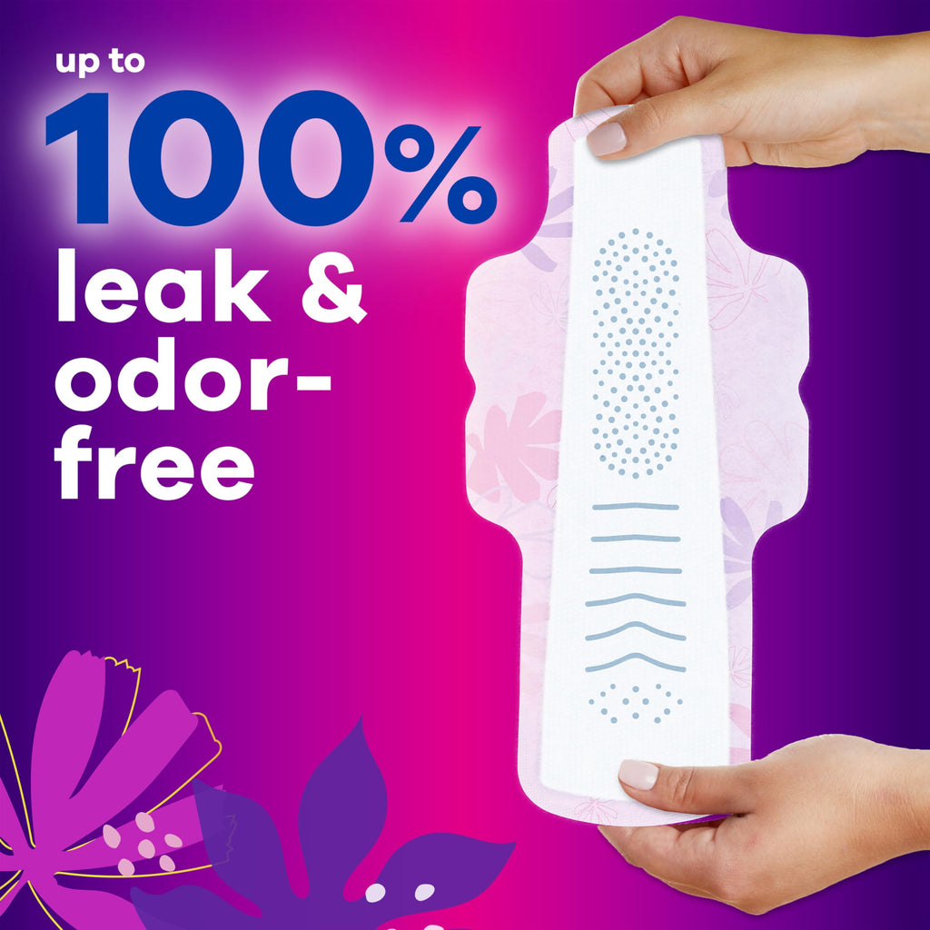 Always Radiant Feminine Pads for Women, Flexfoam Pads with Wings, Size 5, Extra Heavy Overnight Absorbency, Lightly Scented, 54 Count (3 Packs of 18)