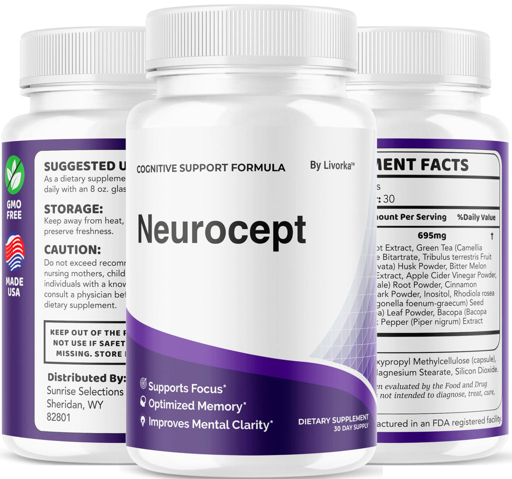 (3 Pack) Neurocept Brain Supplement Capsules - Official Neuro cept Brain & Memory Focus Support Advanced Formula, Neurocept Pills Daily Support for Overall Health & Wellness, 180 Capsules for 3 Months