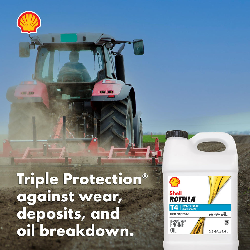 Shell Rotella T4 Triple Protection 15W-40 Diesel Engine Oil, 2.5 Gallon ...