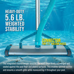 U.S. Pool Supply Heavy-Duty 17.5" Weighted Pool Vacuum Head with Aluminum Body - 5.6 lb Manual Inground Vacuum Head, Scrub Bristles, 1-1/2" Swivel Hose Connection - Concrete Pools, Clean Floor, Walls