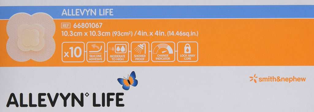 Smith+Nephew ALLEVYN Life Wound Dressing, 4" in X 4" in Box of 10