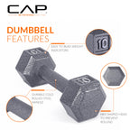 CAP Barbell Cast Iron Hex Dumbbell, Single, 12 lb
