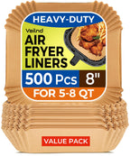 Air Fryer Liners Disposable 8" Square, 500 Pcs Unbleached Parchment Paper Liners for Airfryer Basket, Non-Stick & Leakproof Baking Paper for Oven & Pan