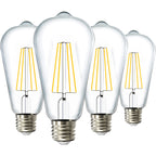 Sunco 2 Pack Dusk to Dawn Light Bulbs LED Edison 5000K Daylight, CRI90 7W Equivalent 60W, Vintage Style ST64 Extra Bright Automatic Bulb, 800 Lumens, E26 Base, Light Sensing Outdoor - UL.