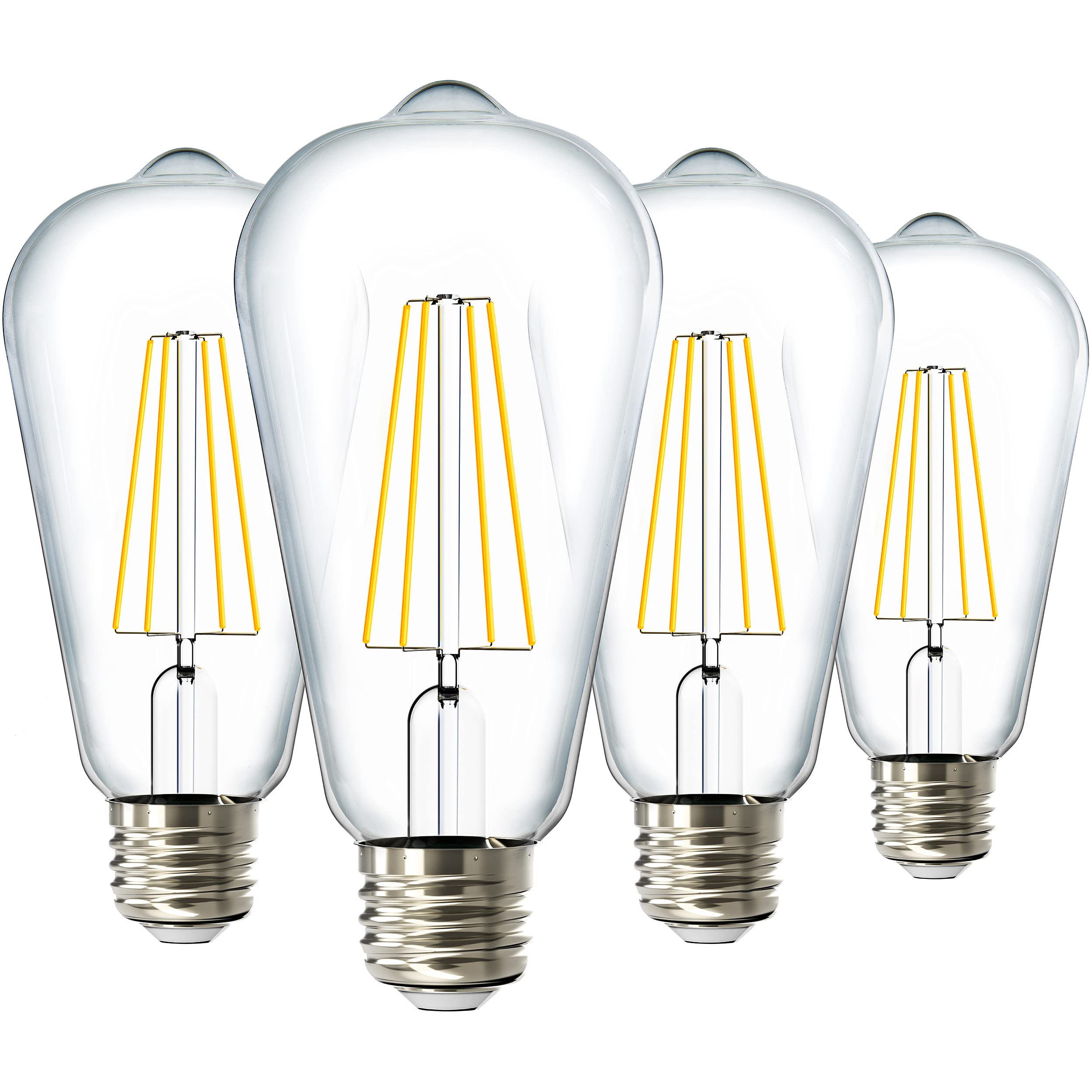 Sunco 2 Pack Dusk to Dawn Light Bulbs LED Edison 5000K Daylight, CRI90 7W Equivalent 60W, Vintage Style ST64 Extra Bright Automatic Bulb, 800 Lumens, E26 Base, Light Sensing Outdoor - UL.