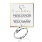 Granddaughter Hug Ring by Hope Rings – Inspirational 999 Pure Silver & 304 Stainless Steel Jewelry with “Always With You” Message – Adjustable Ring for Women – Tarnish Free Jewelry Gift for Her – Birthday Gift for Her
