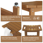 oridom HIPS Shower Benches for Inside Shower, Shower Stool with Space-Efficient Storage Shelf, Waterproof Shower Chair Seat for Spa Bathroom(Brown)