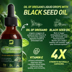B BEWOTHS Organic Oregano Oil Drops | Oil of Oregano with Black Seed Oil, Vitamin E, 80% Carvacrol Oregano Drops for Immune, Antioxidant, Gut Detox Cleanser Support - Non-GMO, Vegan (240-day Supply)