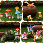 GGSTDDUP 20Pcs Fairy Garden Accessories, Miniature Garden Ornaments Landscape Decorations Mini Fairy Figures Animal Plant Set for DIY Terrarium Potted Plants Dollhouse Desk Decor