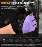 SUNNEX Gym Gloves for Women Workout Fingerless Weightlifting Lightweight Breathable Fitness Gloves Sports Training Lifting Weight Cycling Climbing Rowing Purple