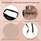 Giantex 3 Wheel Foldable Dog Stroller for Small Dogs Cats, Lightweight Pet Stroller with Lockable Wheels, One-Hand Quick Fold, Mesh Windows, Safety Leash & Storage Basket, Pet Travel Stroller (Beige)