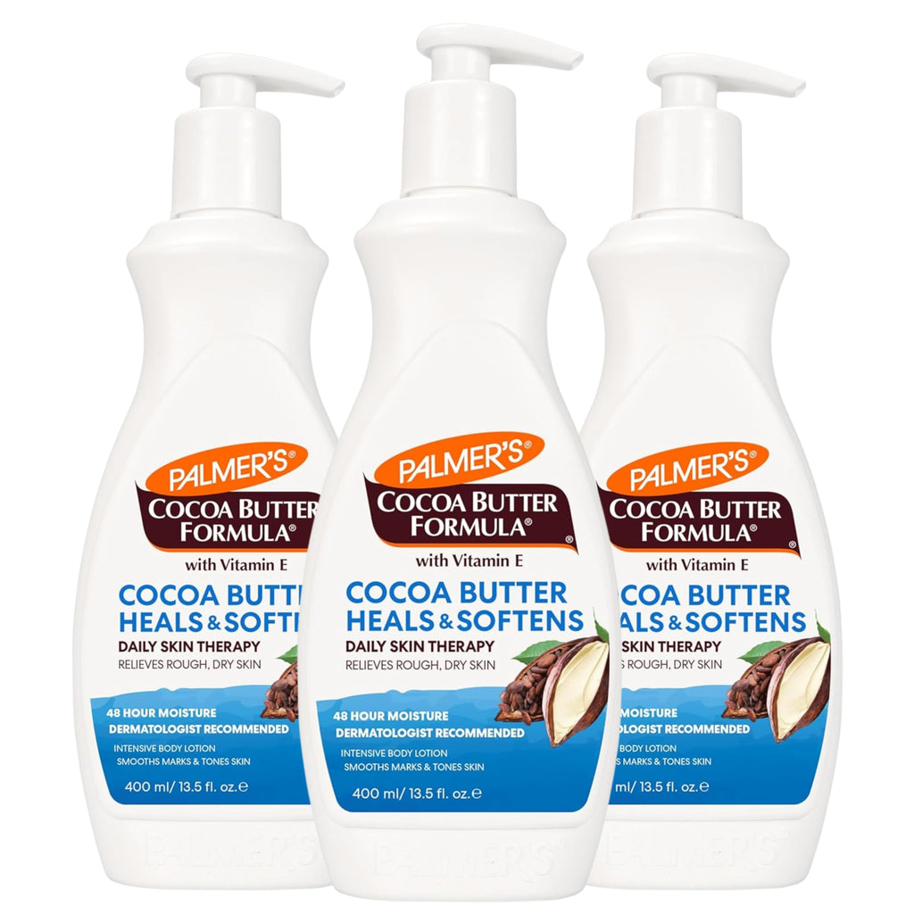 Palmer's Cocoa Butter Formula Daily Skin Therapy Cocoa Butter Body Lotion for Dry Skin, Hand & Body Conditioner, Pump Bottle,13.5 Oz (Pack of 3)