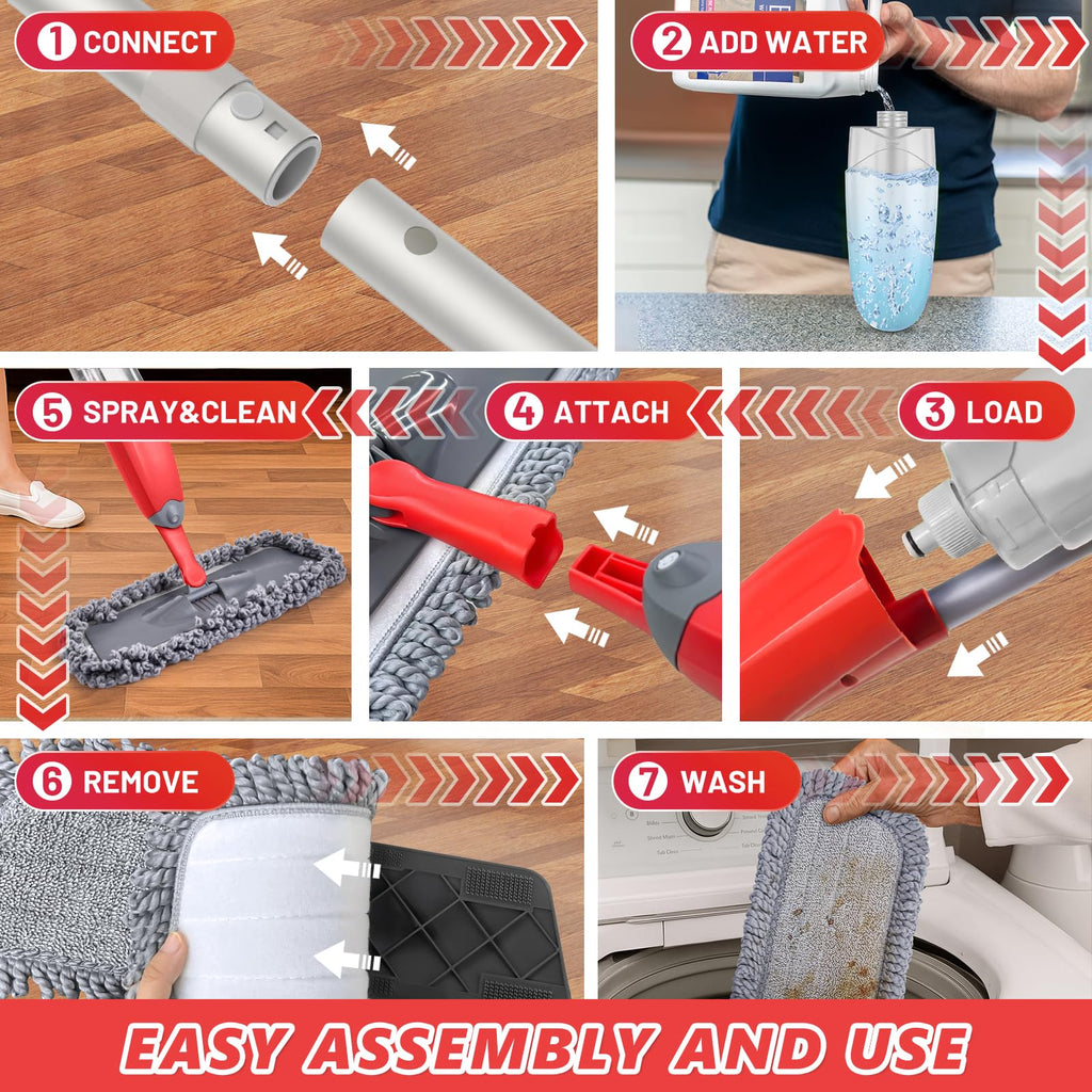 HOMTOYOU Dust Mop for Hardwood Floors: Microfiber Spray Mop for Cleaning