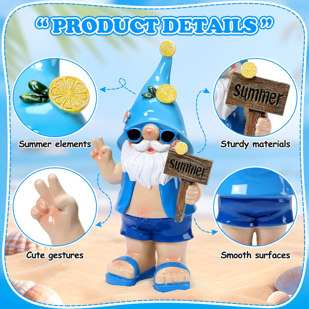 Garden Summer Gnomes Statue Coastal Decor for Outdoor Beach Gift for Women