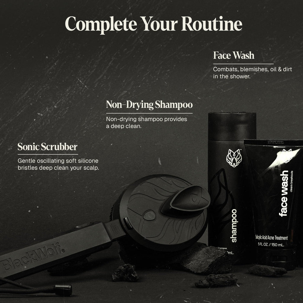 Black Wolf Salicylic Acid Body Wash for Men - 10 Fl Oz, 2-Pack - Men's Acne Body Wash - Charcoal Helps Reduce Acne Breakouts & Cleanse Your Skin - Full Coverage & Deep Clean Treatment - Men's Bodywash