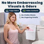 Alpine Sanitary Napkin Receptacle - Feminine Hygiene Disposal Container, Wall Mounted Trash Can with Odor Control Seal & Installation Hardware (White)