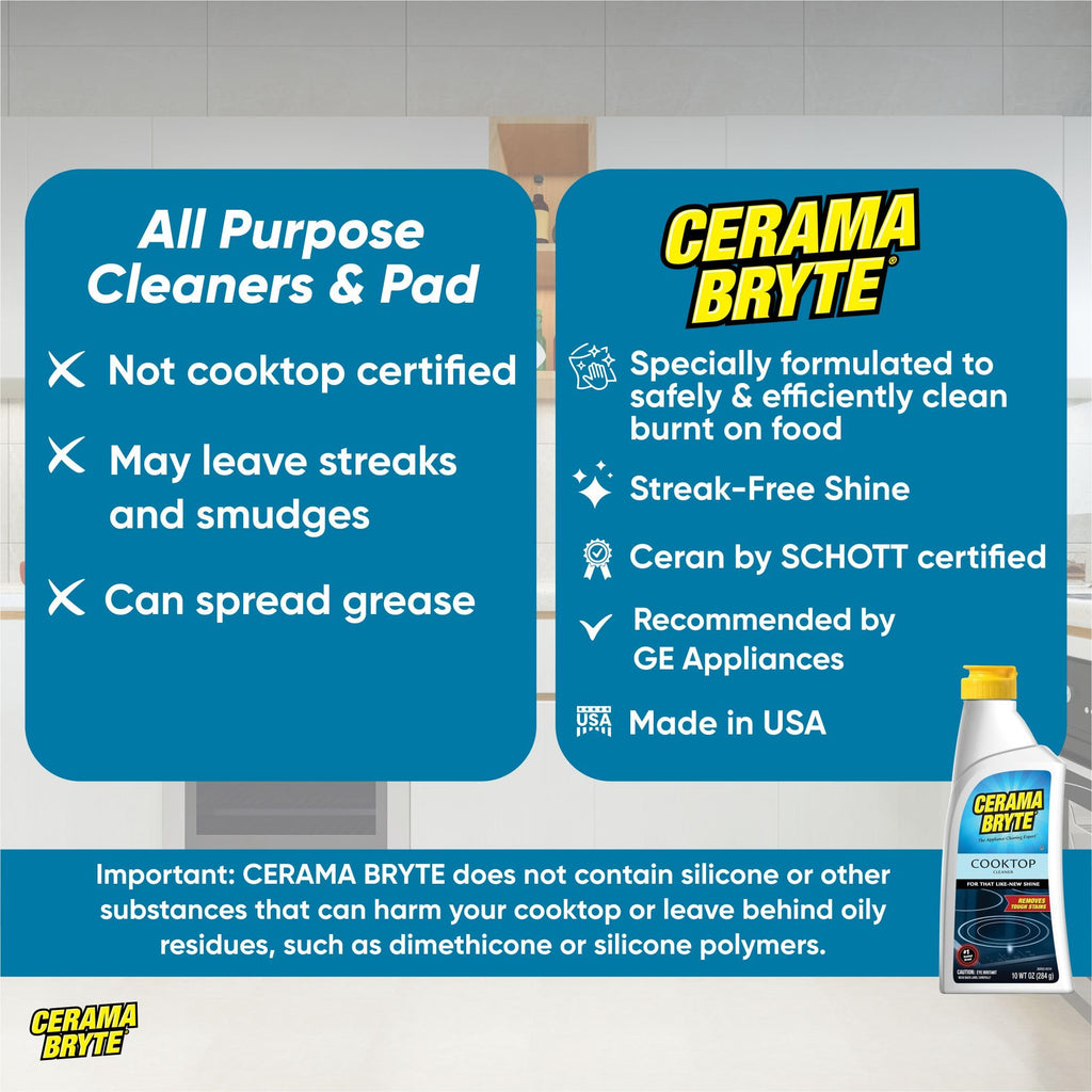 Cerama Bryte Cooktop Cleaning Kit, 18 oz Bottle, Scraper, Tool & Pad
