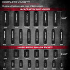 64-Piece 1/4" Drive Impact Socket Wrench Driver-Bits Set, Cr-V Metric&SAE Deep and Shallow Socket Set, S2 Power Bits with Quick-Release Ratchet Handle, Universal Joint, Bit Holder, Power Drill Adapter