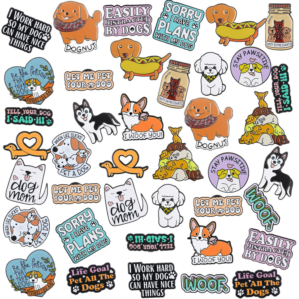 CraftyDream 40 Pcs Dog Enamel Pins for Backpacks Funny Pet Dog Lapel Pins