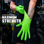 GRIPXX Herkules Grip Heavy Duty 8Mil Green Nitrile Gloves,3D Raised Diamond Texture-Latex & Powder Free-Industrial, Mechanic | Bulk Case of (1000 CT)